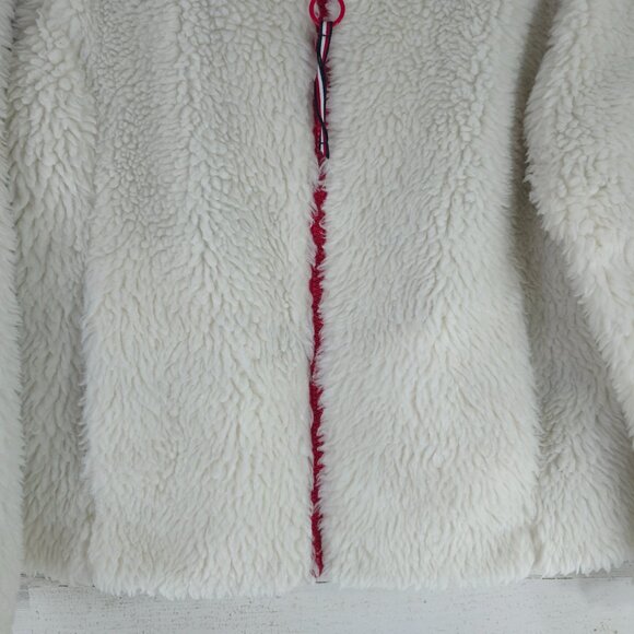 TOMMY HILFIGER White Warm Fuzzy Full Zip Sherpa Jacket WOMEN'S SIZE MEDIUM - Picture 7 of 16